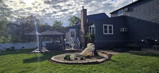 view of yard with a gazebo and a patio area