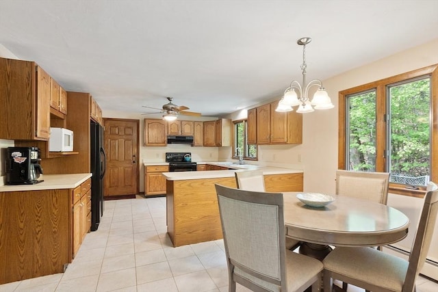 25 Williams Rd, Fitchburg, MA 01420 - kitchen featuring black appliances, range hood, a sink, and light countertops