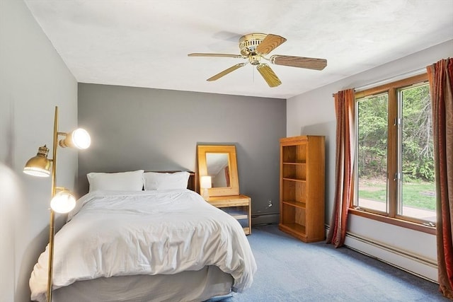25 Williams Rd, Fitchburg, MA 01420 - bedroom with a baseboard radiator, carpet flooring, a baseboard heating unit, and ceiling fan