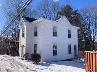 view of snow covered exterior