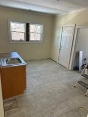 interior space featuring light countertops