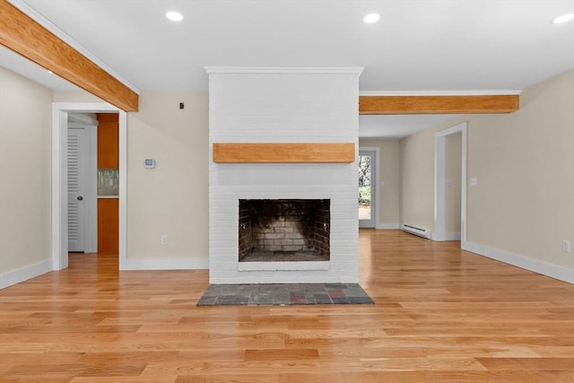 30 Grannys Ln, Orleans, MA 02653 - unfurnished living room with baseboards, recessed lighting, and a baseboard heating unit