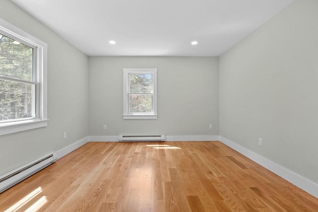 30 Grannys Ln, Orleans, MA 02653 - empty room with baseboards, light wood finished floors, and a baseboard radiator