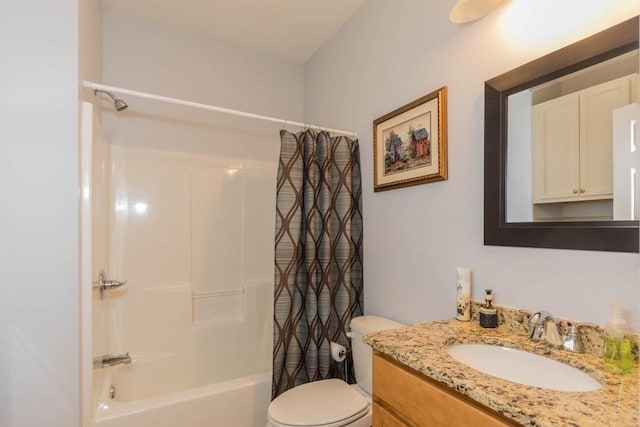 full bathroom with vanity, toilet, and shower / bath combo