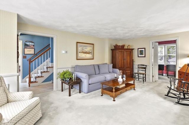 3 Tory Dr, Shrewsbury, MA 01545 - living area featuring carpet flooring and stairs