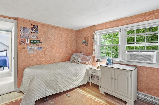 3 Tory Dr, Shrewsbury, MA 01545 - bedroom featuring light wood-type flooring, cooling unit, and wallpapered walls