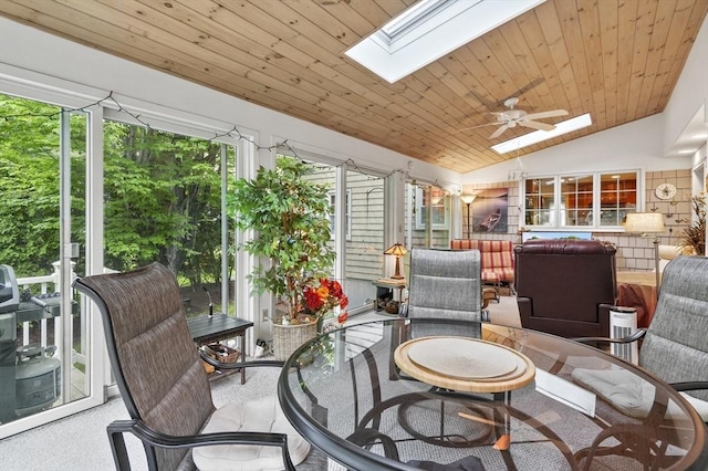 3 Tory Dr, Shrewsbury, MA 01545 - sunroom with a skylight, vaulted ceiling, wooden ceiling, and carpet