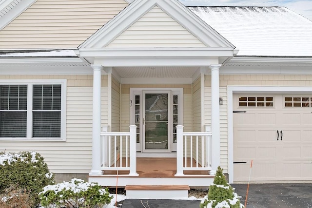 entrance to property with a garage