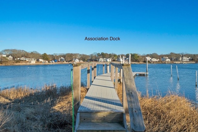 view of dock featuring a water view