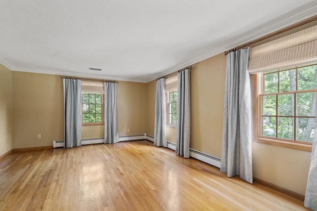100 Avery Heights Dr, Holden, MA 01520 - spare room featuring light wood-style flooring, crown molding, and a baseboard radiator