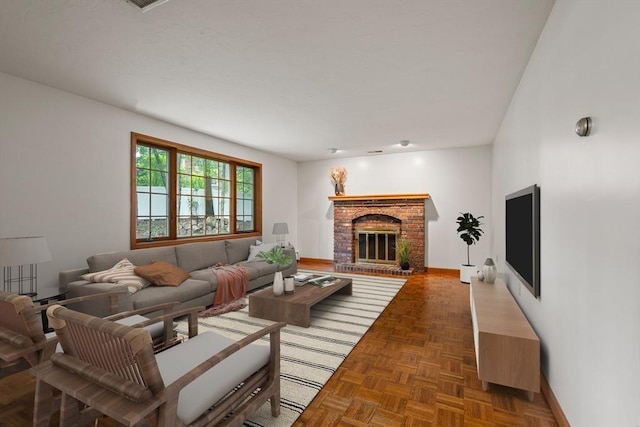 100 Avery Heights Dr, Holden, MA 01520 - living area featuring baseboards and a brick fireplace