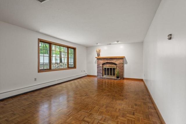 100 Avery Heights Dr, Holden, MA 01520 - unfurnished living room with a baseboard heating unit and a fireplace