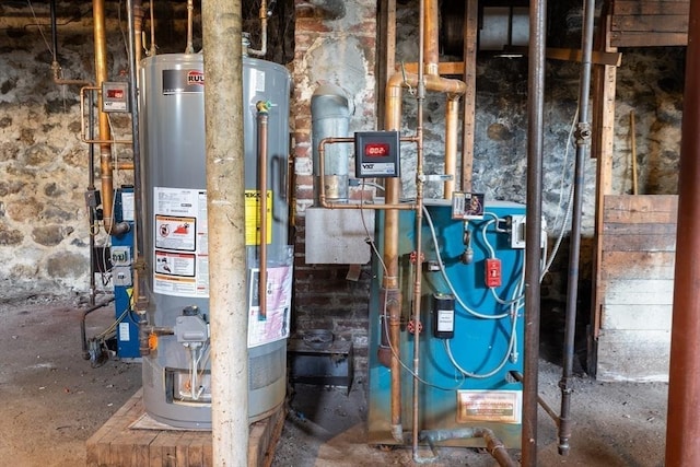 utility room with gas water heater