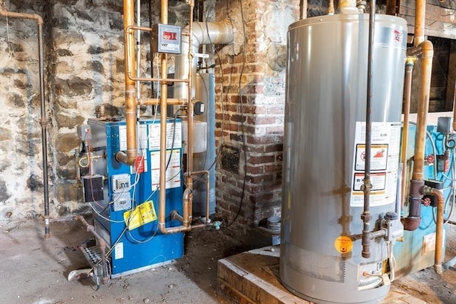 utilities with a heating unit and gas water heater