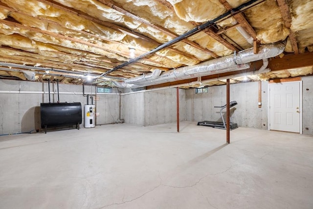 basement with heating fuel and water heater