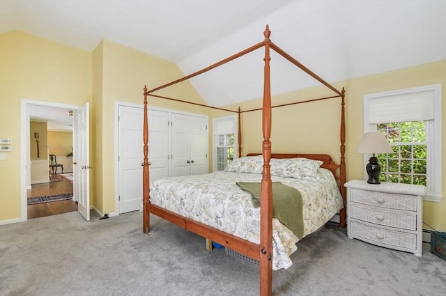 290 Cotuit Bay Dr, Barnstable, MA 02635 - bedroom with lofted ceiling, carpet, and baseboards