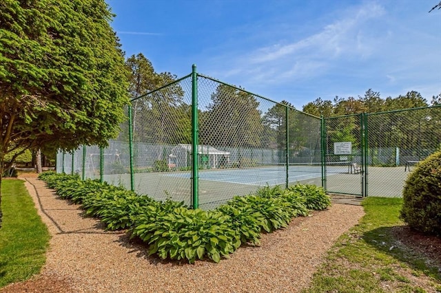 290 Cotuit Bay Dr, Barnstable, MA 02635 - view of tennis court featuring a gate