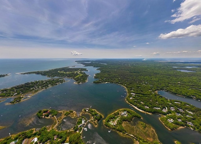 290 Cotuit Bay Dr, Barnstable, MA 02635 - aerial view of property and surrounding area featuring a large body of water and a forest