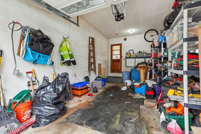 garage with a garage door opener