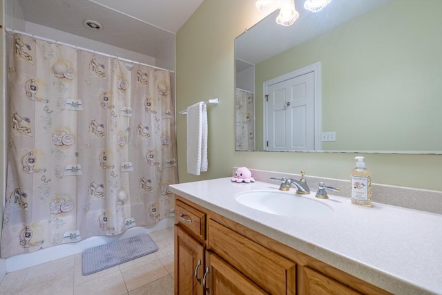 29 Hoveys Pond Dr, Boxford, MA 01921 - full bathroom with vanity, tile patterned flooring, and curtained shower