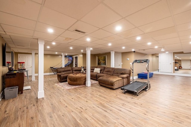 29 Hoveys Pond Dr, Boxford, MA 01921 - living area with wood finished floors and decorative columns
