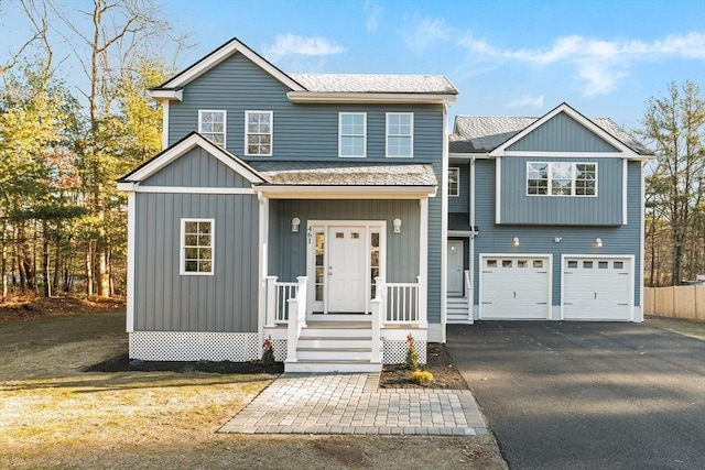 view of front of property with a garage