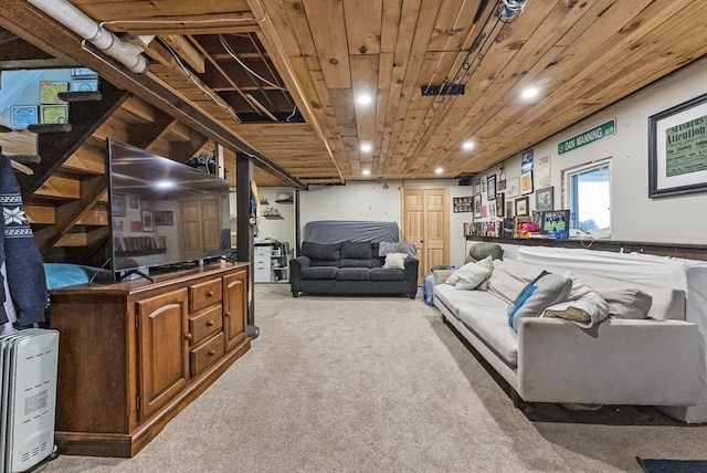 living room with light carpet