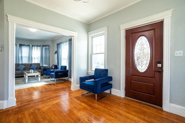 350 Wentworth Ave, Lowell, MA 01852 - foyer entrance featuring wood-type flooring, baseboards, and crown molding