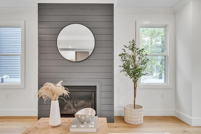 detailed view of wood finished floors and baseboards