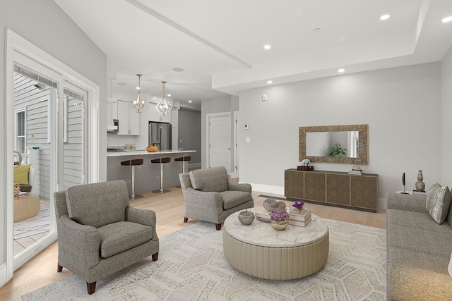 living room with light wood-type flooring