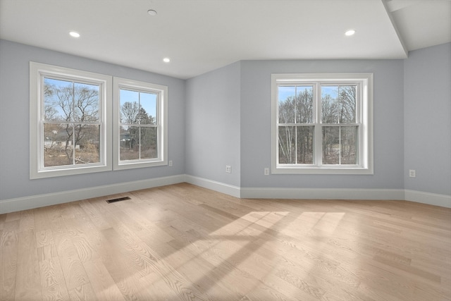 interior space with light hardwood / wood-style floors and a wealth of natural light