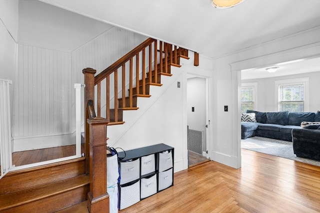 190 Winthrop St, Taunton, MA 02780 - stairway with parquet flooring and baseboards