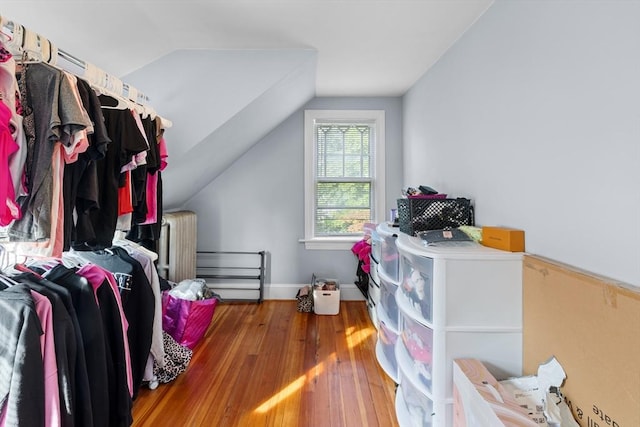 190 Winthrop St, Taunton, MA 02780 - spacious closet featuring radiator heating unit, lofted ceiling, and wood finished floors