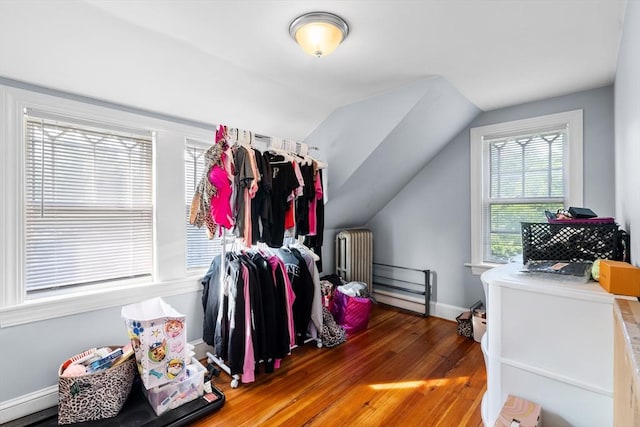 190 Winthrop St, Taunton, MA 02780 - walk in closet with radiator heating unit, wood finished floors, and lofted ceiling
