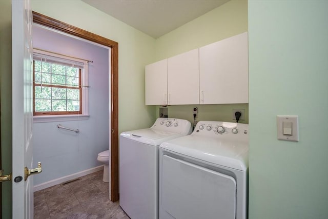 9 Lauren Ln, Southwick, MA 01077 - laundry room featuring washer and dryer, cabinet space, and baseboards