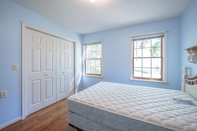 9 Lauren Ln, Southwick, MA 01077 - bedroom featuring wood finished floors, multiple windows, a closet, and baseboards