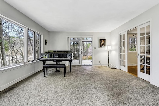 35 Wallace Rd, Wayland, MA 01778 - living area with carpet flooring, baseboards, plenty of natural light, and french doors