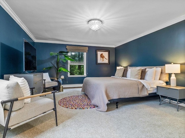 168 Maple St, Boston, MA 02132 - carpeted bedroom featuring ornamental molding and a baseboard heating unit