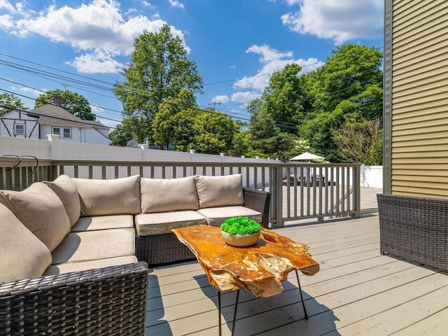 168 Maple St, Boston, MA 02132 - wooden deck with an outdoor living space