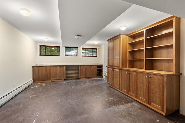 below grade area with baseboard heating
