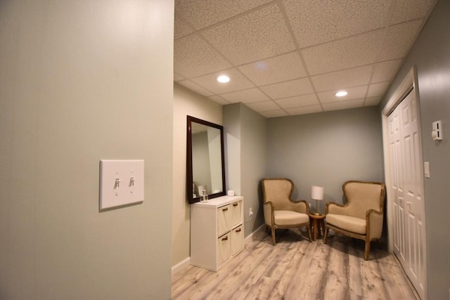 251 Sunderland Rd Unit 251, Worcester, MA 01604 - sitting room with light wood-style flooring, a drop ceiling, and recessed lighting