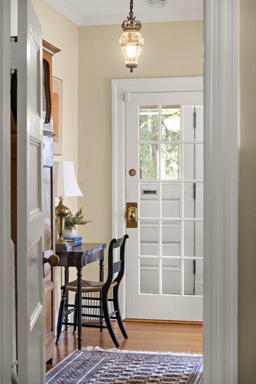 6 Francis Circuit Unit 6, Winchester, MA 01890 - doorway with wood finished floors and ornamental molding