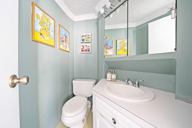 61 Broad Reach Unit T62B, Weymouth, MA 02191 - half bathroom with vanity, toilet, and a textured ceiling