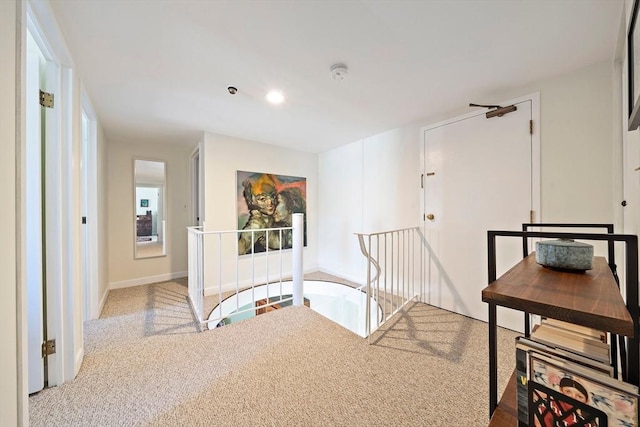 61 Broad Reach Unit T62B, Weymouth, MA 02191 - hallway featuring an upstairs landing, carpet flooring, baseboards, and recessed lighting