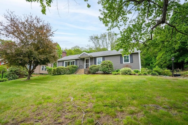 19 Zabelle Ave, Auburn, MA 01501 - ranch-style home featuring a front yard and a chimney