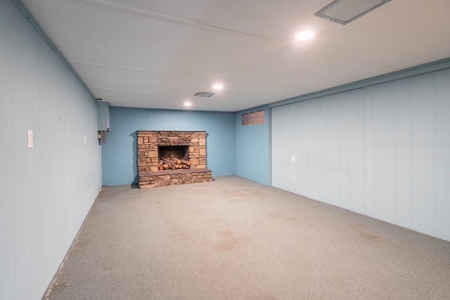19 Zabelle Ave, Auburn, MA 01501 - finished below grade area featuring carpet floors and a stone fireplace