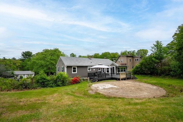 19 Zabelle Ave, Auburn, MA 01501 - rear view of house with a deck and a yard