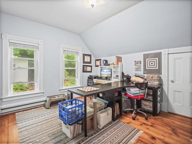 743 Bridge St, Lowell, MA 01850 - home office featuring wood finished floors and lofted ceiling