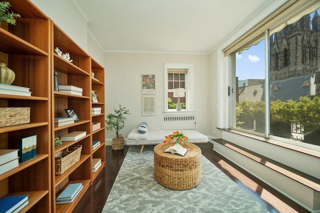 56 Commonwealth Ave Ph, Ph, Boston, MA 02116 - sitting room with radiator, crown molding, and dark wood-type flooring