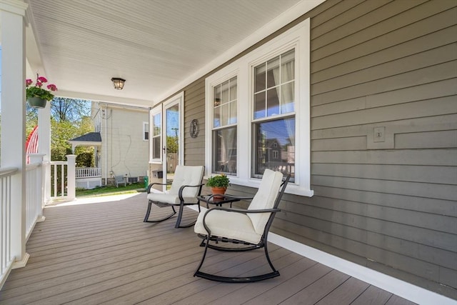 deck featuring a porch